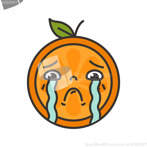 Image of Emoji - tears crying orange. Isolated vector.