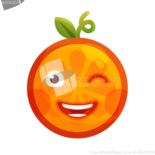 Image of Emoji - winking orange with happy smile. Isolated vector.