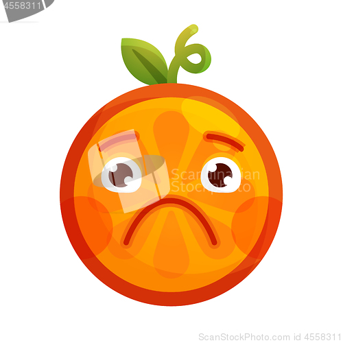 Image of Emoji - sad orange feeling like crying. Isolated vector.