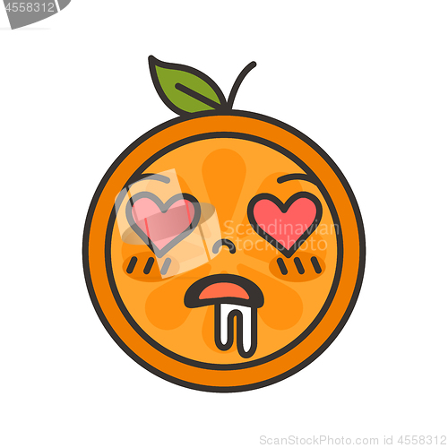 Image of Emoji - orange in love with happy smile. Isolated vector.