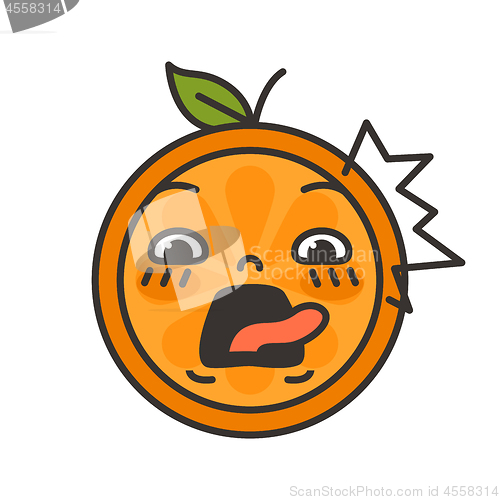 Image of Emoji - scream orange smile. Isolated vector.