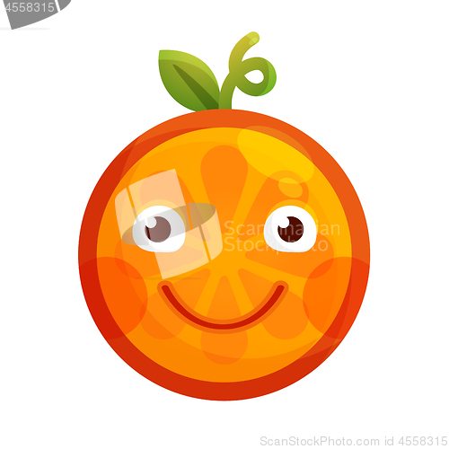 Image of Emoji - orange with happy smile. Isolated vector.