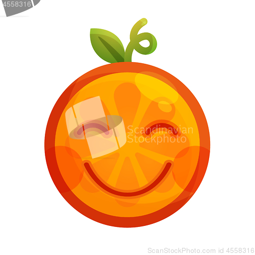 Image of Emoji - enjoy orange with happy smile. Isolated vector.