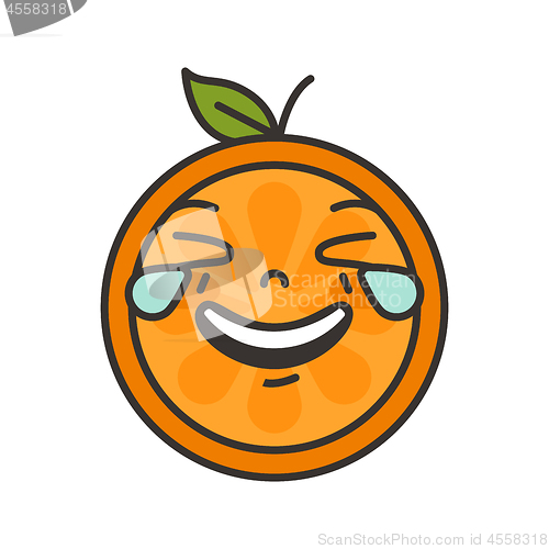 Image of Emoji - laughing with tears orange smile. Isolated vector.