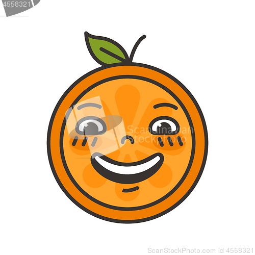 Image of Emoji - laughing orange smile. Isolated vector.