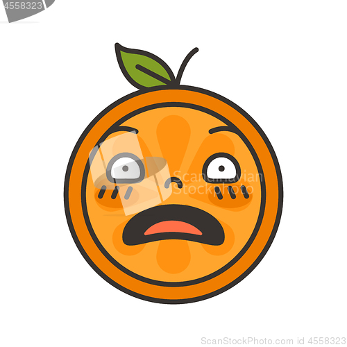 Image of Emoji - shock orange smile. Isolated vector.