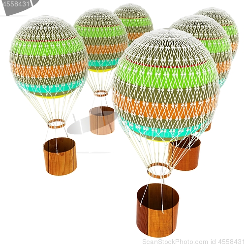 Image of Hot Air Balloons and a basket. 3d render