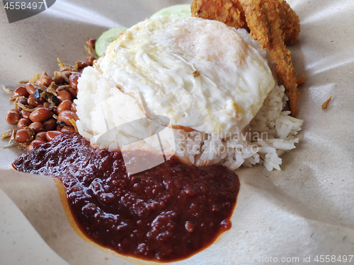 Image of Nasi lemak served in the restaurant