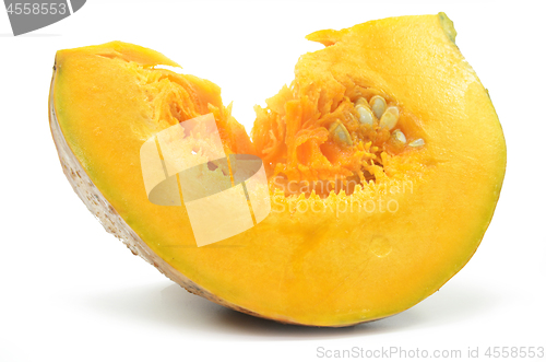 Image of Slice of pumpkin with seeds