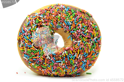 Image of Sweet donut with rainbow candy sprinkles