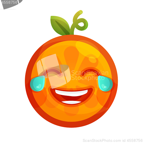 Image of Emoji - laughing with tears orange smile. Isolated vector.