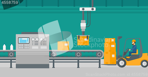 Image of Robotic packaging production line.