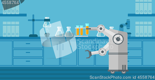 Image of Robot working in a laboratory with a test tube.