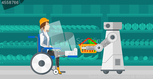 Image of Robotic helper working in supermarket.