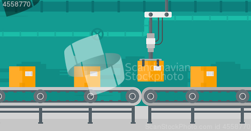 Image of Robotic packaging conveyor belt.