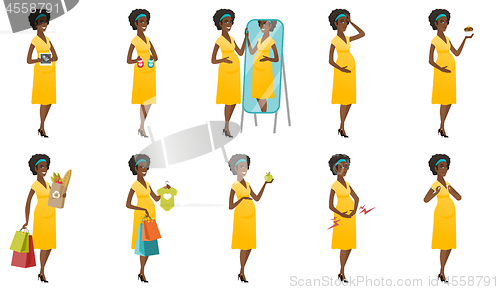 Image of Vector set of illustrations with pregnant women.