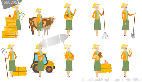 Image of Senior caucasian farmer vector illustrations set.