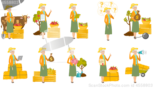 Image of Senior caucasian farmer vector illustrations set.