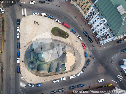 Image of Top view at the Church of the Assumption of the Virgin Pirogoshchi, Podol district in the city of Kiev,