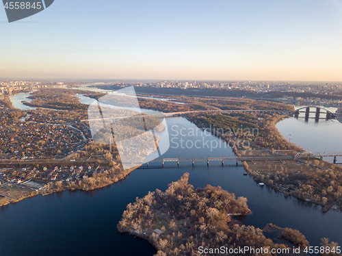 Image of Landscaped view of the city of Kiev with the Dnieper River, the left side of the city