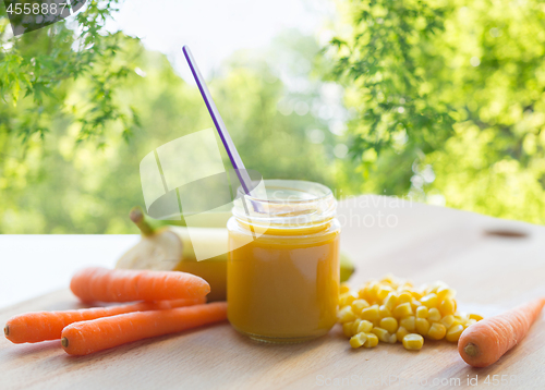 Image of puree or baby food with fruits and vegetables