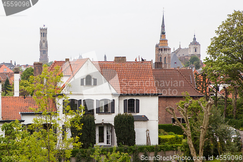 Image of Traditional medieval red and white brickwall architecture