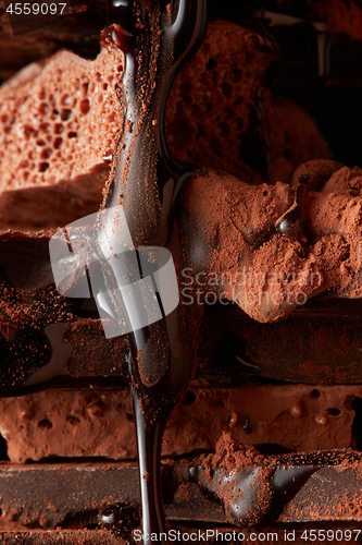 Image of Heap of broken pieces chocolate