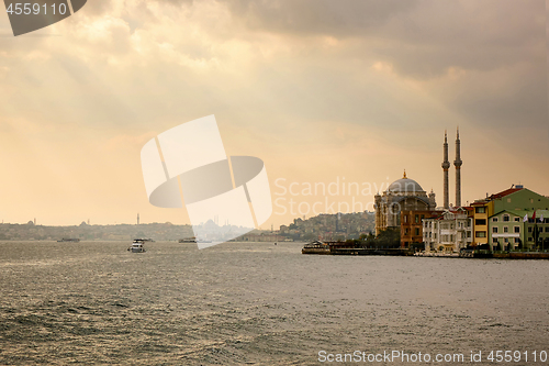 Image of Ortakoy Mosque on the banks of the Bosphorus,