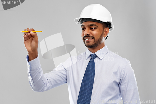 Image of indian architect or businessman in helmet