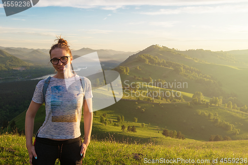 Image of Woman in Altai mountain