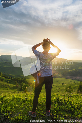 Image of Woman in Altai mountain