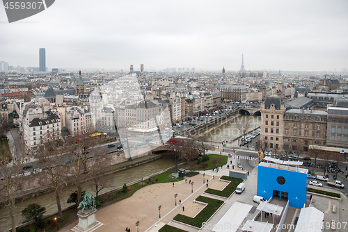 Image of aerial view of Paris