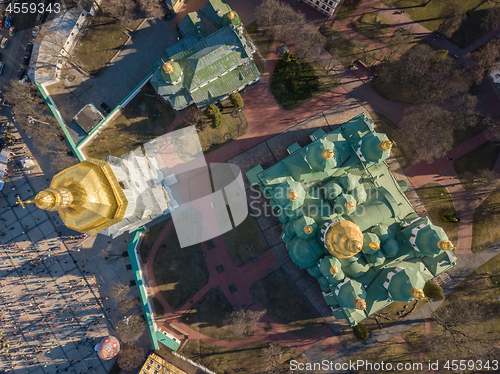 Image of Kiev, Ukraine - April 7, 2018: View from the top of the Cathedral of St. Sophia