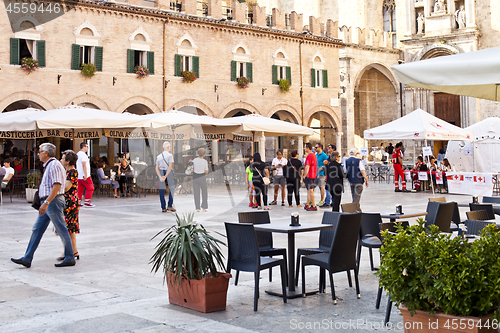 Image of Ascoli Piceno, Italy - September 9, 2019: People enjoying happy 