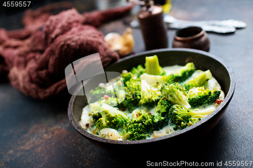 Image of broccoli with eggs