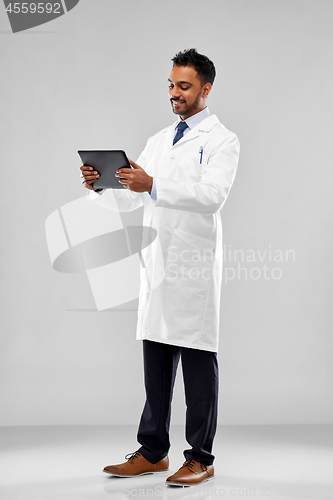 Image of indian doctor or scientist with tablet computer