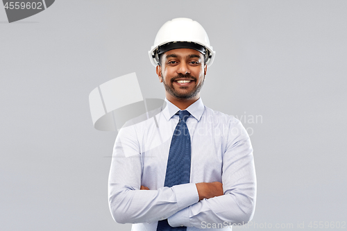 Image of indian architect or businessman in helmet