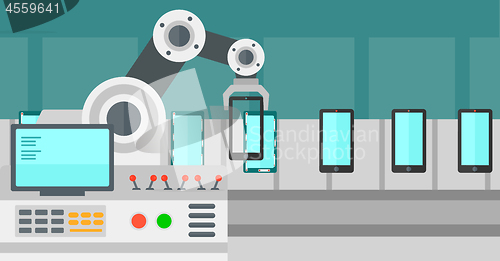 Image of Automated robotic production line of smartphones.