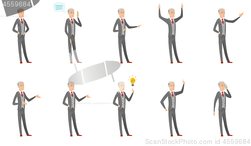 Image of Caucasian old businessman vector illustrations set