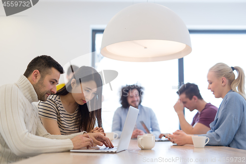 Image of Startup Business Team At A Meeting at modern office building