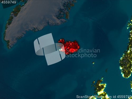 Image of Map of Iceland at night