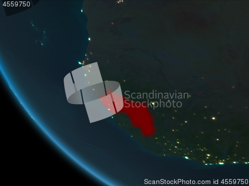 Image of Guinea at night from orbit