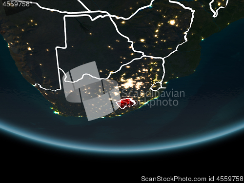 Image of Lesotho on Earth from space at night