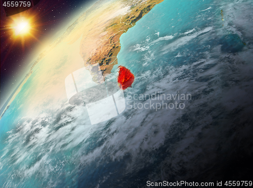 Image of Sri Lanka on planet Earth in sunset