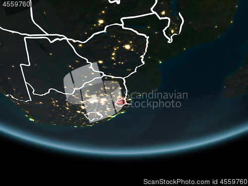 Image of Swaziland on Earth from space at night