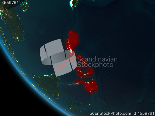 Image of Philippines at night from orbit