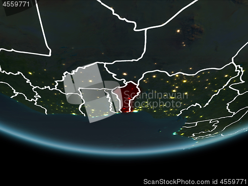 Image of Benin on Earth from space at night