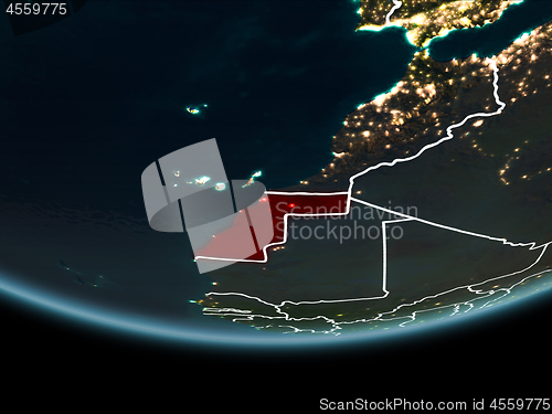 Image of Western Sahara on Earth from space at night