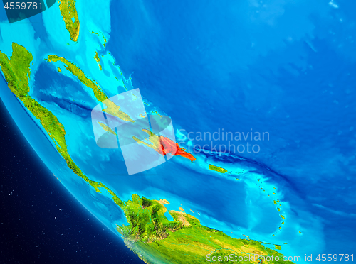 Image of Dominican Republic on globe from space