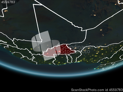 Image of Burkina Faso on Earth from space at night